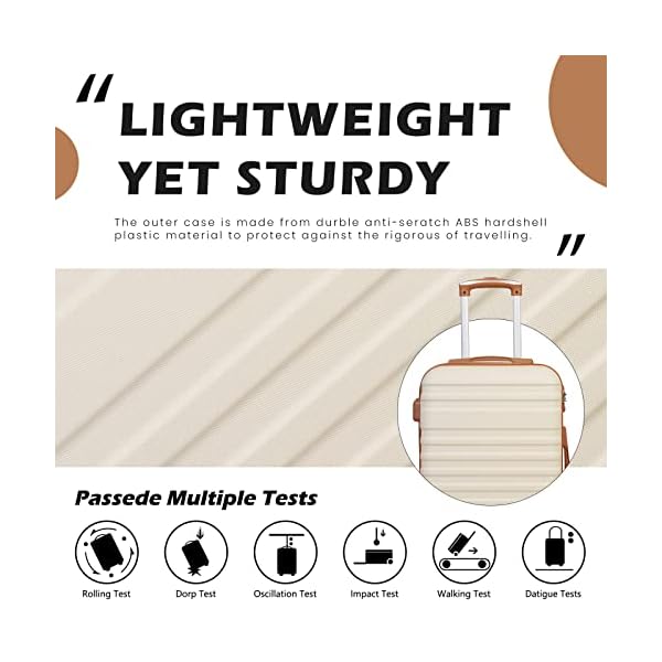 COOLIFE-Suitcase-Trolley-Carry-On-Hand-Cabin-Luggage-Hard-Shell-Travel-Bag-Lightweight-with-TSA-LockThe-Suitcase-Included-1pcs-Travel-Bag-and-1pcs-Toiletry-Bag-BlueBrown-20-Inch-Luggage-Set COOLIFE Suitcase Trolley Carry On Hand Cabin Luggage Hard Shell Travel Bag Lightweight with TSA Lock,The Suitcase Included 1pcs Travel Bag and 1pcs Toiletry Bag (Blue/Brown, 20 Inch Luggage Set)