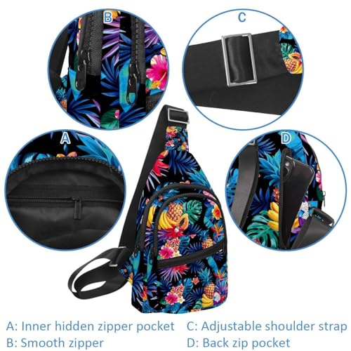 Sac à bandoulière ananas tropical multicolore pour randonnée et voyage - 2
