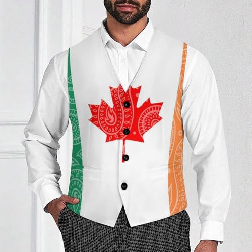 Canada Ireland Flag Paisley Pattern Novelty Men's Suit Vest Casual Formal Dress Vests Business Waistcoat2