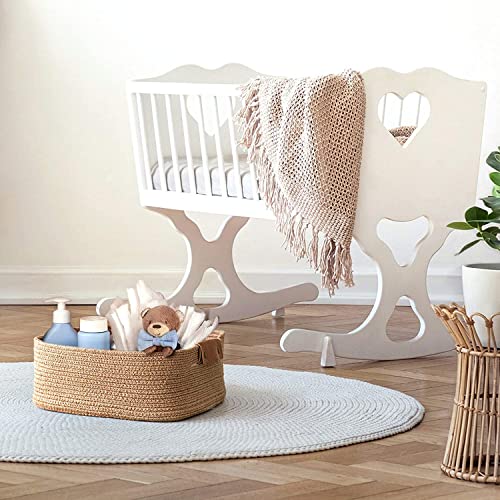 Image of ALBY Newyork'Woven Laundry Hamper, Toy Storage Bin, for Blankets Clothes Toys Pillows in Living Room, Baby Nursery, Jute /Black Mix (12'' x 8'' x 5'' rect, RECT)