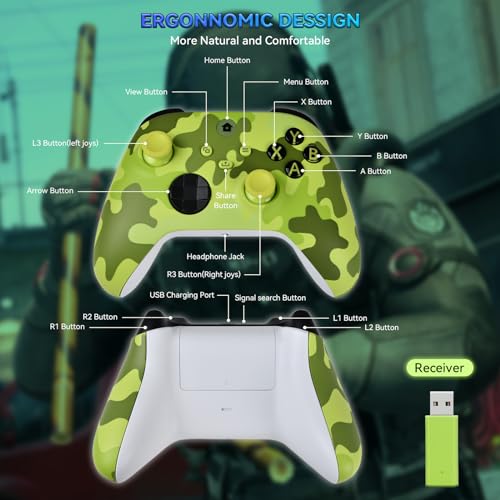 TechKen Wireless Controller for Xbox Series X/S Xbox One, Wireless Game Controller (Green)