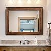   YOSHOOT-Farmhouse-Wooden-Frame-Bathroom-Mirror-48x30-Rustic-Natural-Wood-and-Iron-Wall-Vanity-Mirror-for-Decor-Vertical-or-Horizontal-Hanging-FSC-Certified