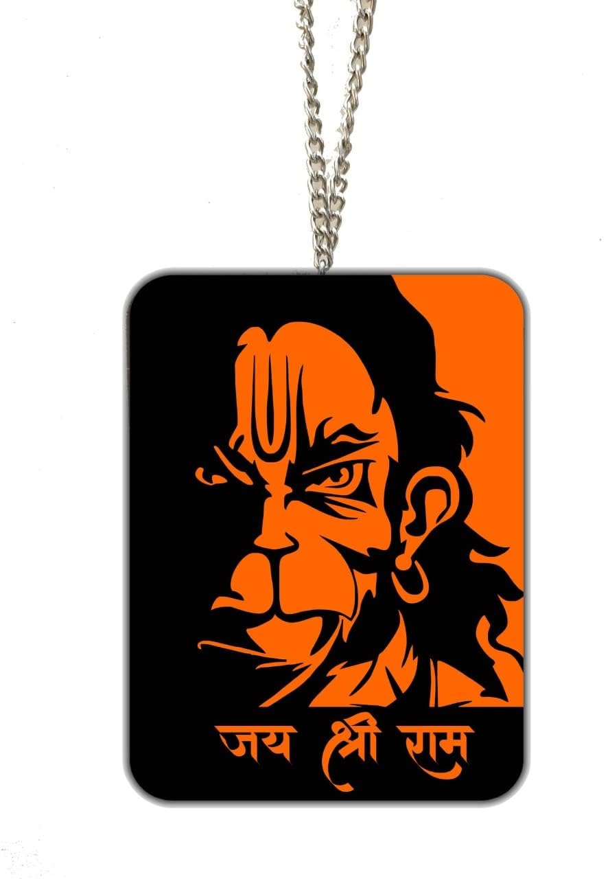 Car Hanging Accessories - Jai Shri Ram-Lord Hanuman - Printed Interior Decoration - Acrylic Car Dashboard Showpiece Hanging - Car Interior Deco Rear Mirror Hanging Brand: Sunder Kaya,Pack of 1