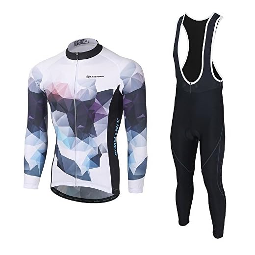 Skysper Maillot Conjunto Mangas Largas Culote Pantalones Largos de Ciclismo para Hombre Ropa Maillot Transpirable para Deportes al aire libre Ciclo Bicicleta Otoño Invierno
