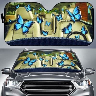 Couverture pare-brise voiture imperméable durable taille M motif papillons bleus