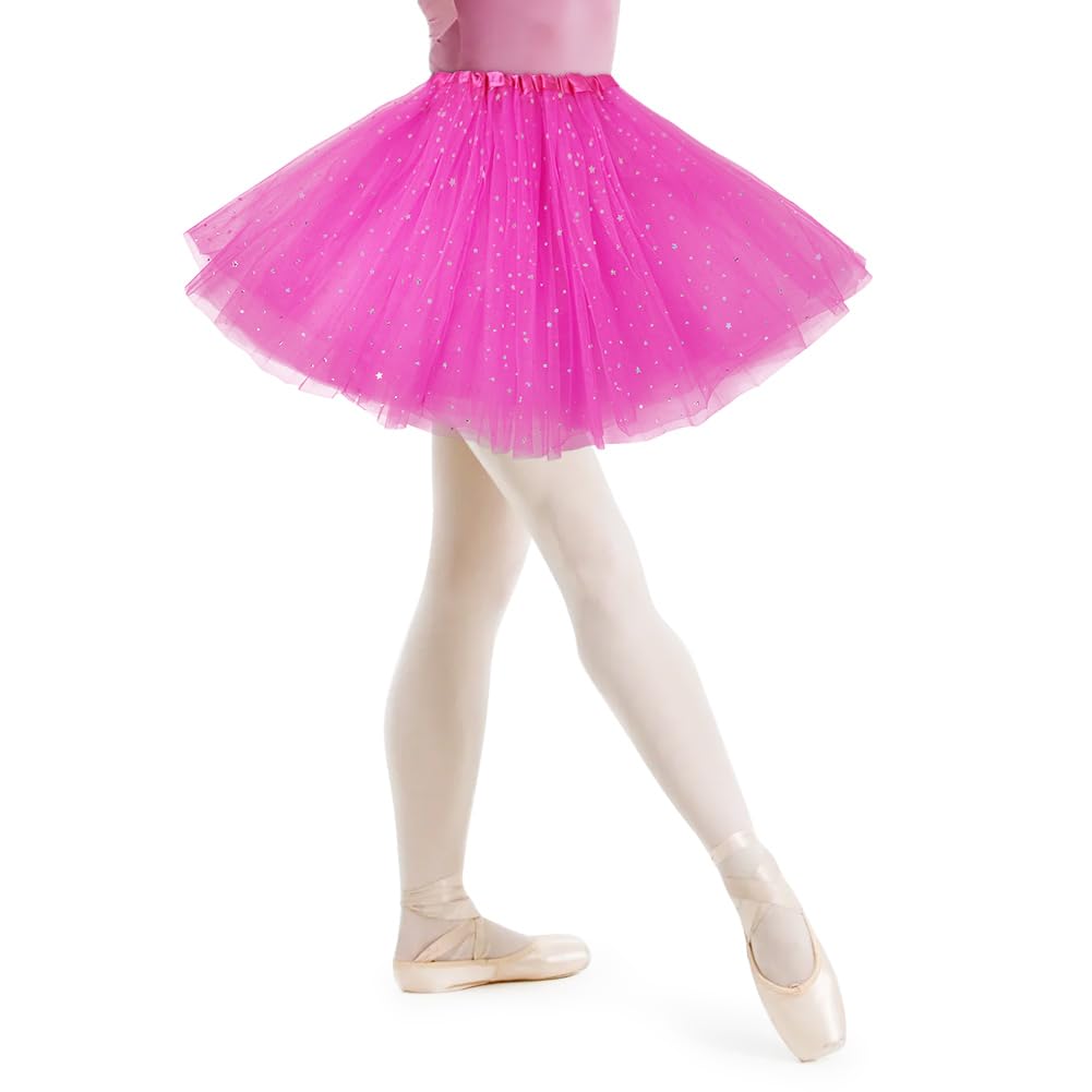 AYBUY Tutu-rok voor dames met sterpailletten, 3 lagen, tule rok, retro, jaren 80, party, Halloween, carnaval, feestkostuum, tutu, retro accessoires, neondans, jurk voor meisjes, Royal Blauw, One Size