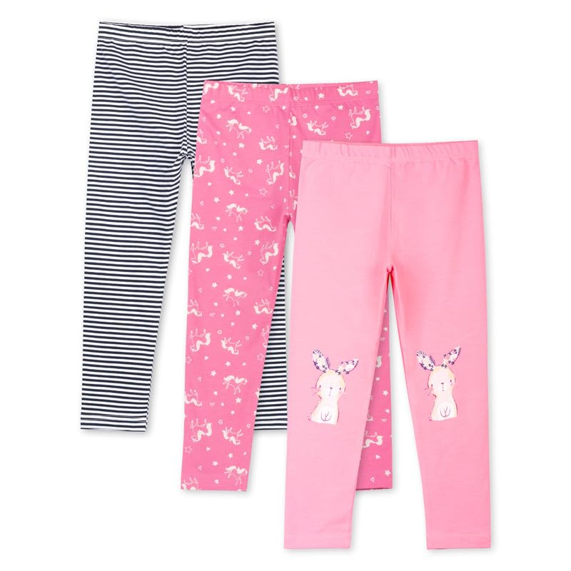 Image of Real Basics Girls Cotton Printed Non-Transparent Regular Fit Ankle Length Leggings (3 Leggings Set)
