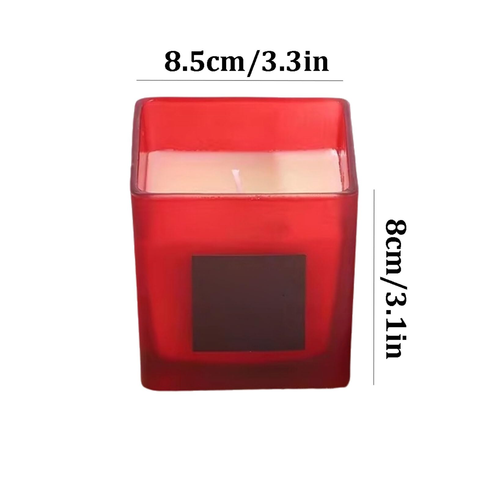 Velas de vidrio, vela cuadrada de aromaterapia hecha con cera de soja y aceites esenciales de larga duración for dormitorio, oficina y fiesta(Rot)