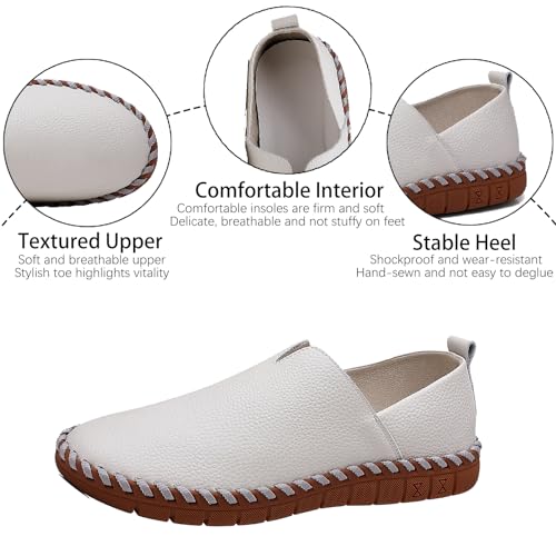 Men's Leather Hand Stitching Penny Loafers Lightweight Breathable Round Toe Slip On Flat Moccasins Outdoor Casual Driving Walking Shoes2