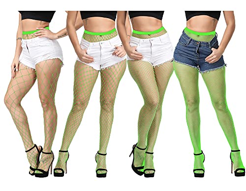 Image of SINROYEE Womens Plus Size High Waist Tights Fishnet Stockings Thigh High Pantyhose for Women 4 pieces