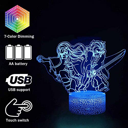 Kamado Tanjirou Demon Slayer Kids 3D Nachtlampje Optische Illusie Lamp met 16 Kleuren Afstandsbediening Veranderende… - Image 5