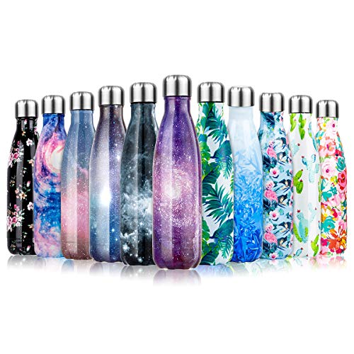 Lalafancy 17oz Insulated Water Bottle Double Wall Vacuum Stainless Steel Sport Drinks Bottle BPA Free Leak Proof Keeps Hot and Cold for Gym Travel School