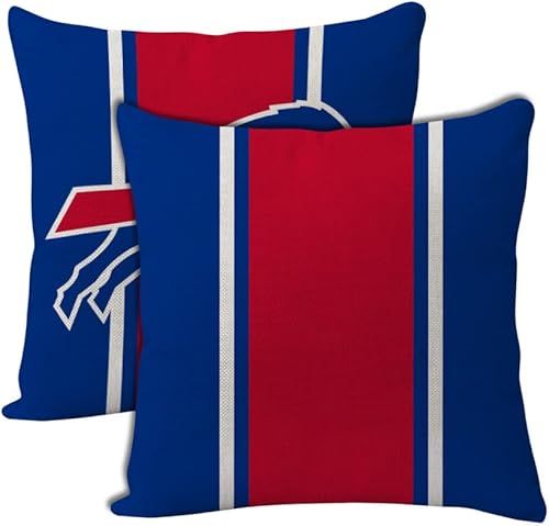 2 fundas de almohada estilo fútbol de 18 x 18 pulgadas, material de lino, decoración para sofá de búfalo