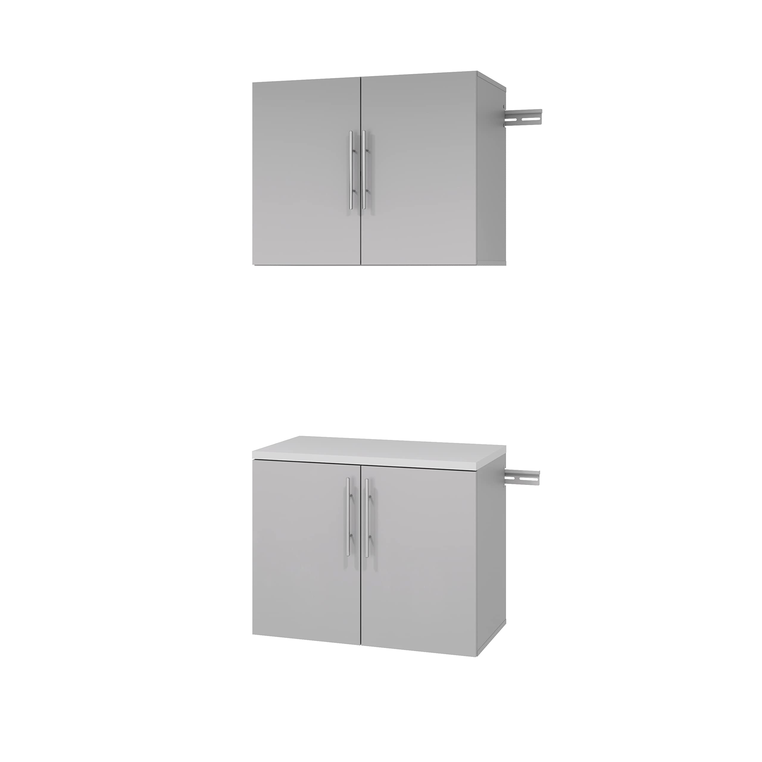 Prepac HangUps Work Storage Garage Cabinet, Laundry Cabinet, Wall Cabinet, Ideal for Garage Tools and Laundry Organization, Set N, 2-Piece 30" W x 72" H x 16" D, Light Gray