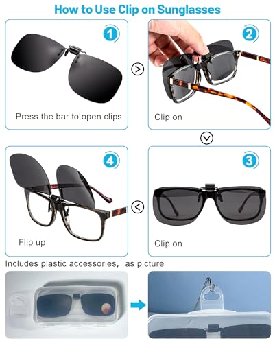 Image of OCCI CHIARI Polarized Flip-up Clip-on Sunglasses for Eyeglasses for Men and Women Outdoor /Driving UV400