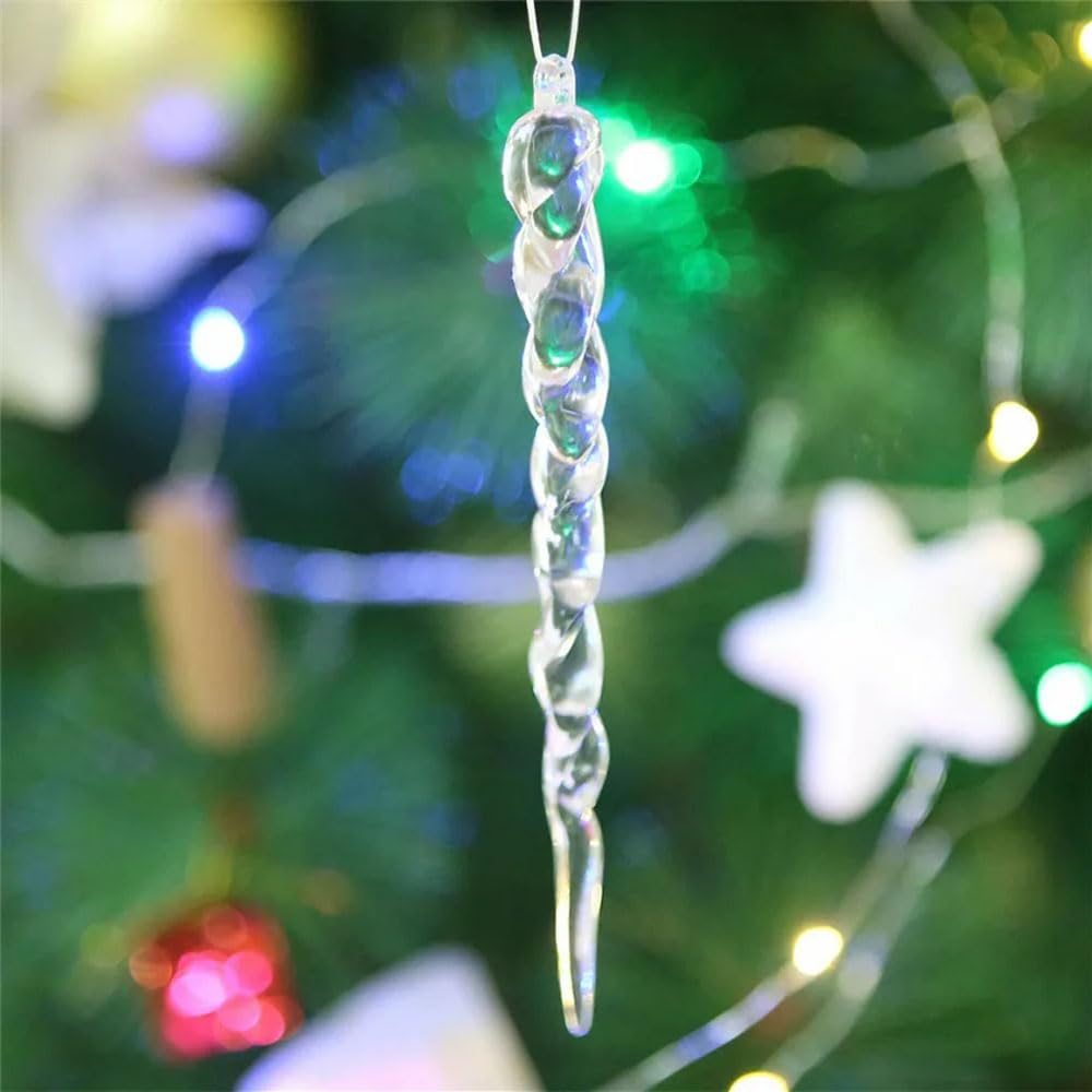 Carámbanos Colgantes Árbol de Navidad Decoraciones Árbol de Navidad Adorno de Cristal Acrílico Decorativo para Colgar - 25 Piezas