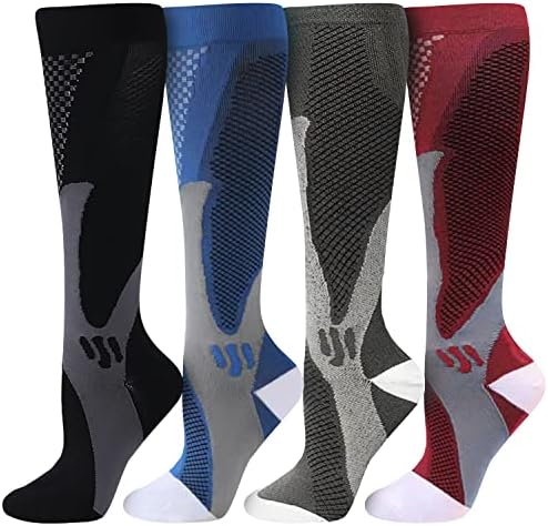 DZSoCoki Compression Socks for Men Women Nurse(4Pair)，20-30 mmHg Compression Stockings for Pregnancy Medical Sport Travel