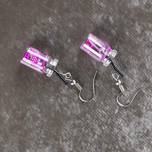 Firecolor Mini Fruit Juice Earrings Creative Apple Kiwi Orange Watermelon Grape Drink Bottle Pendant Earrings Hooks Dangle Jewelry,Purple Grape #TOP4