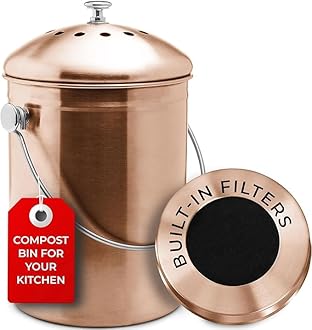 EPICA Countertop Compost Bin Kitchen | 1.3 Gallon | Odorless Composting Bin with Carbon Filters | Indoor Compost Bin with Lid | Stainless Steel Kitchen Composter for Food Scraps & Waste Recycling