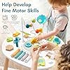 Giant bean Mesa de actividades de madera para niños de 1 año, mesa de aprendizaje Montessori 11 en 1 con laberinto de cuentas, clasificador de formas, juego de pesca y más, juguete de desarrollo #4