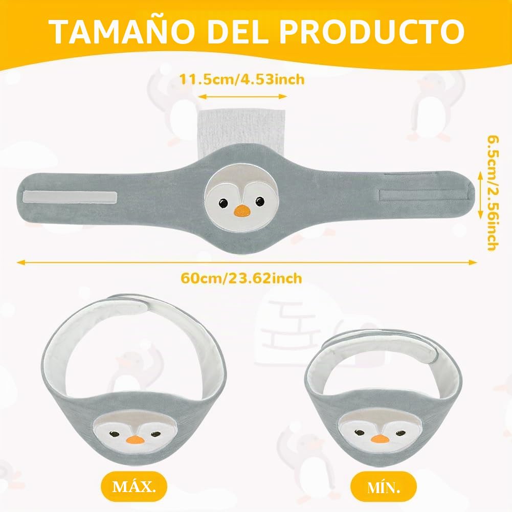 Vicloon Cinturón Calentador para Bebé, Cinturón Anticólico para Bebé, Partículas de Arcilla, Micro Ondulado, Lavable, Cojín Térmico Ajustable para Bebés para Dolor Abdominal y Flatulencia(Pingüino)