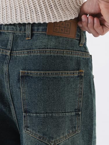 Image of Urbano Fashion Men's Loose Baggy Fit Heavy Washed Jeans Non-Stretchable