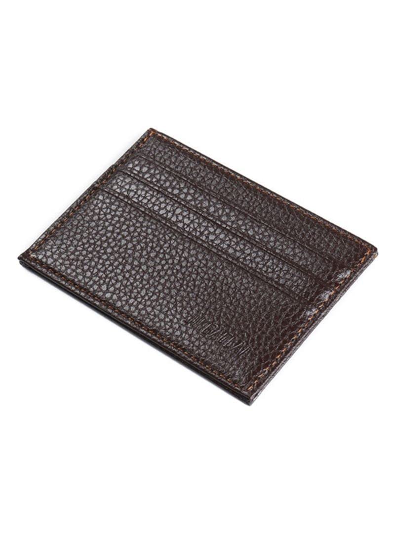Coolbaby Simple Soft Leather Card Case With 6 Card Slots Brown