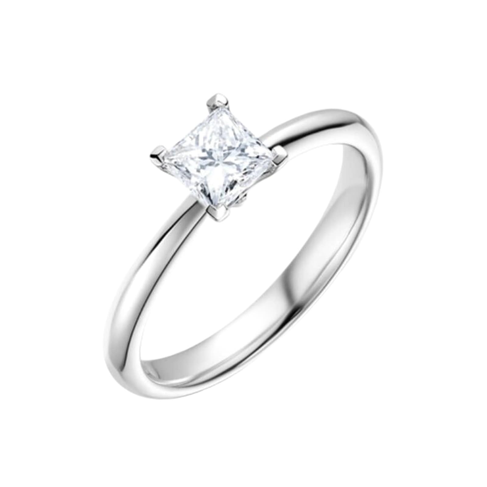 Wycian Anillos de Compromiso Mujer Anillo Compromiso Diamante 9/14/18K Oro Blanco/Platino Diamante de Talla Princesa de 0,5 CT Talla 23,5 Sólido No Chapado Popular para Señoras Cóctel Joyas