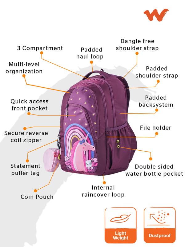 Image of Wiki Stylish Unisex Backpack | Girl 3 Durable & Lightweight backpack for Men & Women | Laptop Backpack for Office, Gym, Travel (31 Litre, Violet)