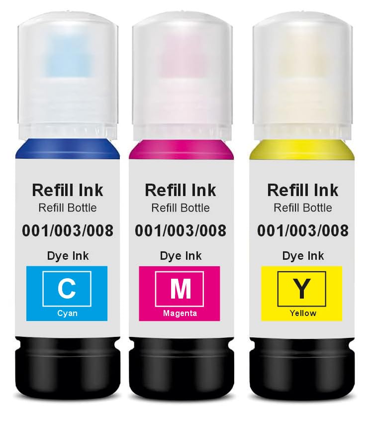 Image of KOSH 008 Refill Ink Compatible for Epson L6460 /L6490 /L6550 /L6570 /L6580 /L11160 /L15150 /L15160 Printers (Cyan Magenta Yellow)