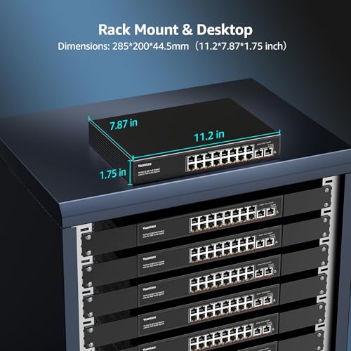 Image of YuanLey 18 Port 2.5G PoE Switch Unmanaged, 16 x 2.5GbE PoE Ports, 2 x 10G RJ45 Uplink, 250W, Multi-Gigabit Ethernet PoE Switch, IEEE 802.3af /at, Fanless Metal, for IP Camera, WiFi 6 AP, NAS, Gaming