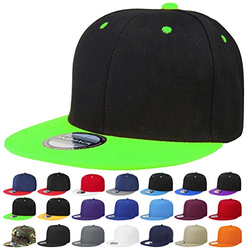 Image of Classic Snapback Hat Cap Hip Hop Style Flat Bill Blank Solid Color Adjustable Size