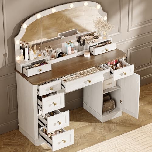 AMBERHAUS Farmhouse Makeup Vanity Desk