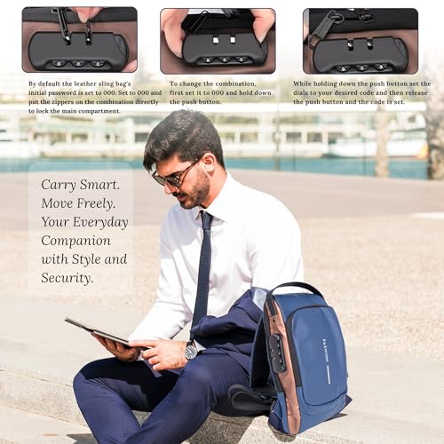 Image of Zaffira Anti Theft Sling Bag for Travel, Crossbody Chest Bag with Password Lock, Stylish Side Bag for Men,Shoulder Passport Bag, Cross Body Bag for both Men and Women, Birthday Gift for Men