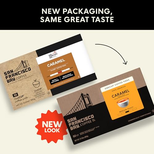 Image of San Francisco Bay K-Cup Coffee Pods, Caramel (80 ct), Medium Roast, Commercially Compostable Single-Serve Flavored Coffee Pods