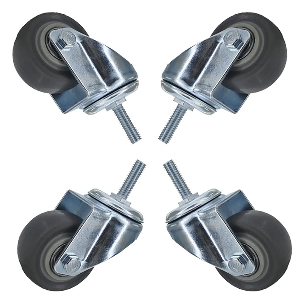 roulettes pivotantes Robustes de 50 mm avec Frein de Verrouillage M8/M10 en Caoutchouc sans Bruit pour Meubles et Tables Basses, Lot de 4