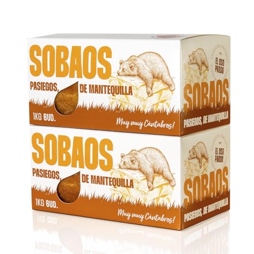 EL OSO PARDO Sobaos Pasiegos IGP - Receta Tradicional de Cantabria, Bizcocho de Mantequilla, 6 uds. (1 kg (Paquete de 2))