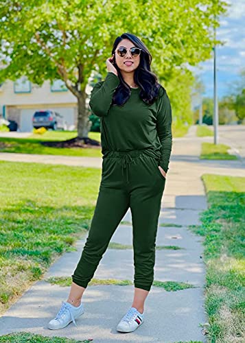 Image of PRETTYGARDEN Women's Two Piece Outfit Long Sleeve Crewneck Pullover Tops And Long Pants Tracksuit | Long Sleeve Shirts, Jogger Pants Pockets, Matching Track Suits, Fall Spring Comfy Clothes for Casual Outing, Cruise, Airport