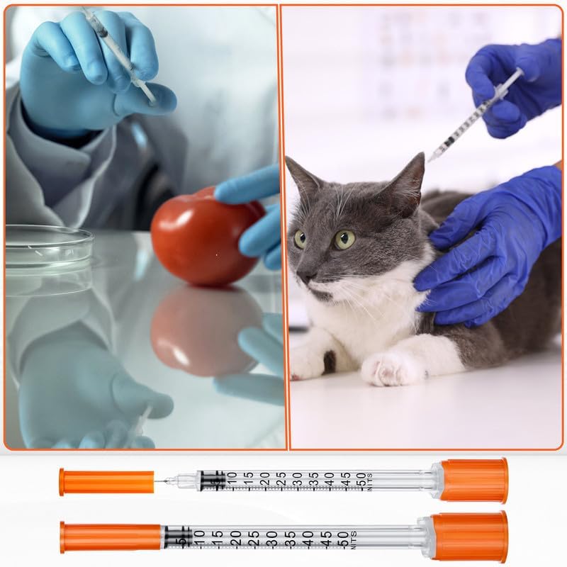 U-100 0.5mL Syringe 29G 1/2 inch, 0.5cc Syringes for Lab Supplies Dispensing Supplies, Individually Wrapped, 100 Pack