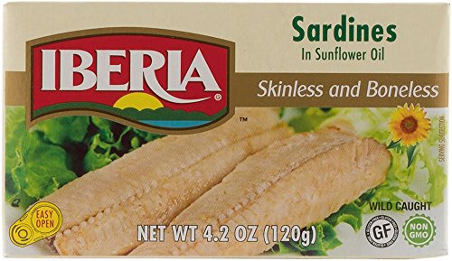 Iberia Skinless & Boneless Sardines in Oil, 4.2 Ounce (Pack of 12)