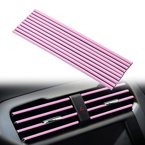 AuMoHall 10 Pieces Car Air Conditioner Decoration Strip DIY Interior Moulding Trim for Car Vent Outlet Auto Car Interior Accessories, Pink