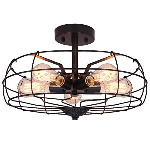 50% Off Discount Industrial Ceiling Light Flush Mount Ceiling Light Fixture Black Metal Cage 5-Light E26 Farmhouse Lighting UL Listed(Bulbs not Included). Promo Discount Up To 70% Off Industrial Ceiling Light Flush Mount Ceiling Light Fixture Black Metal Cage 5-Light E26 Farmhouse Lighting UL Listed(Bulbs not Included).