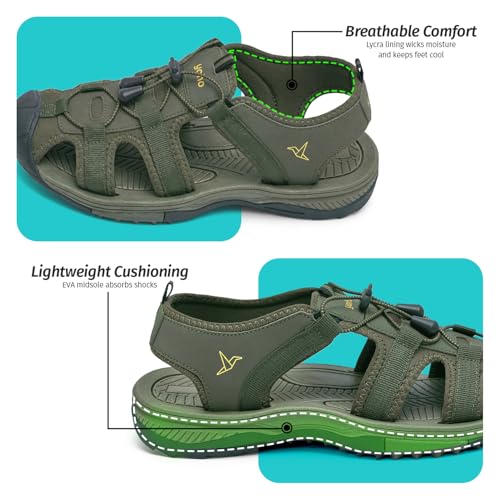 Image of YOHO Men Sports Sandals TrailEazy | Thick EVA Molded Sole for Shock Absorption, Adjustable Laces, Comfortable & Lightweight Floaters | Outdoor Casual Wear Footwear