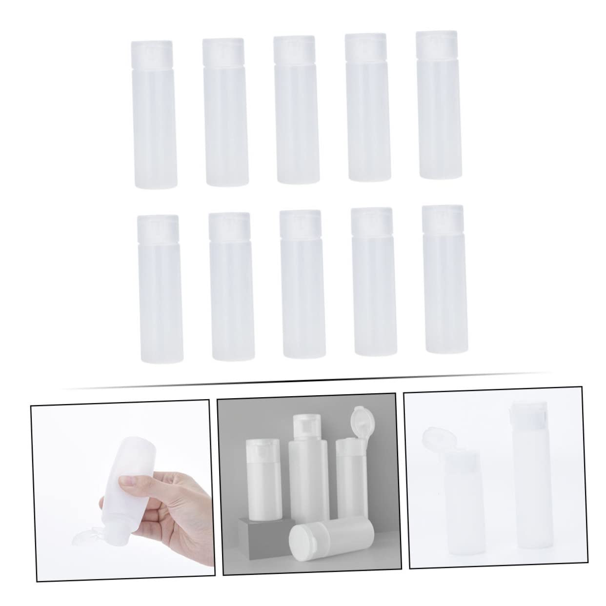 POPETPOP 50pezzi Bottiglie Vuote Per Viaggio Flaconi Ricaricabili Chic Per Cosmetici Contenitori Chiusura Pressione Leggeri e Compatti