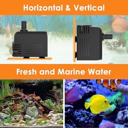 Image of AquaMiracle Submersible Water Pump Aquarium Water Pump with Flow Control, Pond Pump Fountain Pump for Pond, Fountain, Waterfall, Statuary, Water feature, Hydroponics (400GPH, 25W)