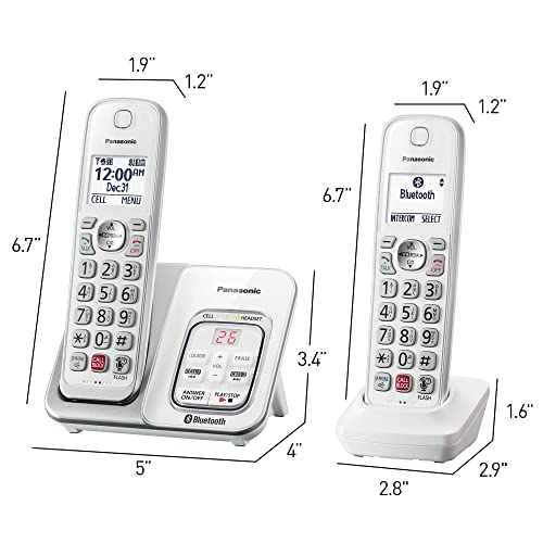 Panasonic Cordless Phone with Answering Machine, Link2Cell Bluetooth Home Phones, Voice Assistant and Advanced Call Blocking, Expandable System with 4 Handsets - KX-TGD864W (White) - Image 3