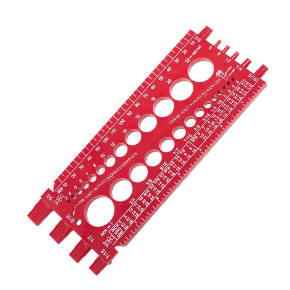 Mesure métrique et fixations | Boulon, vis, écrou, jauge de foret | Filetage avec diamètre, pas, longueur | Plastique, 21 cm pour orange