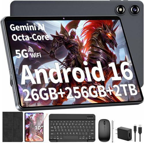 Image of Android 16 Tablet with Keyboard - 26GB+256GB+2TB Expand, Gemini AI-Black