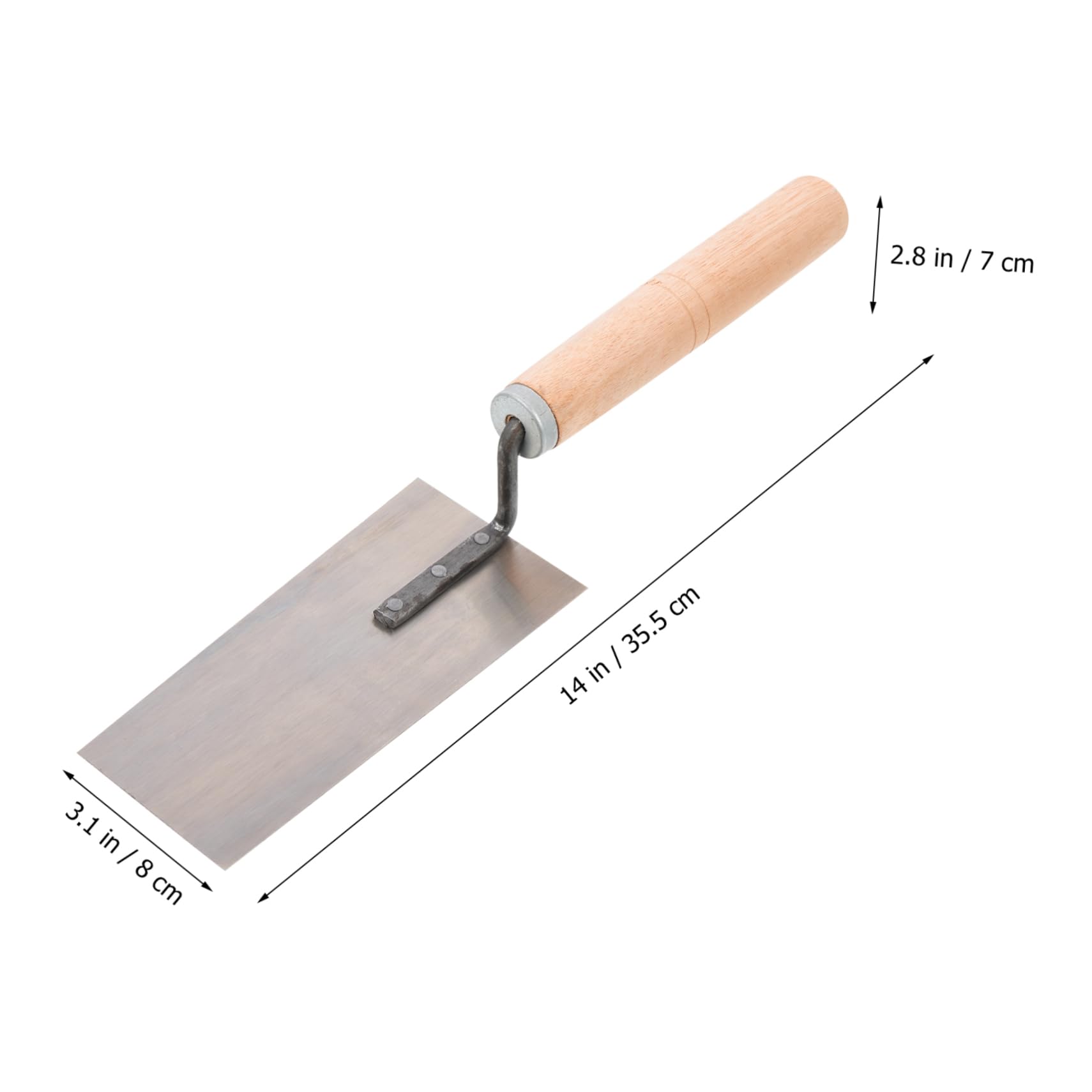 Cazzuola per Finitura in Acciaio Inox 5 Pezzi Rivetti | Impugnatura in Legno, per Calcestruzzo e Stucco, Utensile Professionale da Muratura