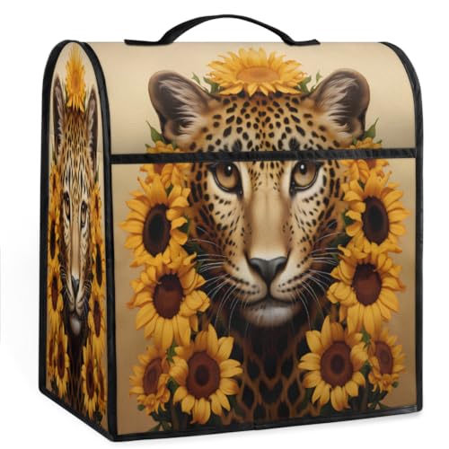 Coffee Maker Cover Sunflower Leopard Flower Kitchen Appliance Covers Small Appliance Covers Blender Cover Juicer Cover Dust Covers for Kitchen Appliances with Top Handle and Pockets,Washable,C27